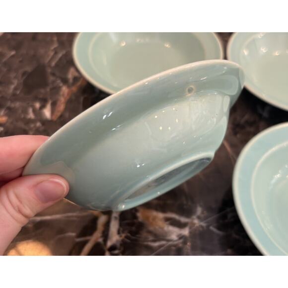 Vintage TS&T Luray Pastels Blue Rim Fruit Dessert Bowl 5 3/8" MCM Set Of 6 - Picture 4 of 9